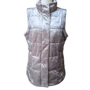 Land's End Champagne Velvet Quilted Puffer Vest S